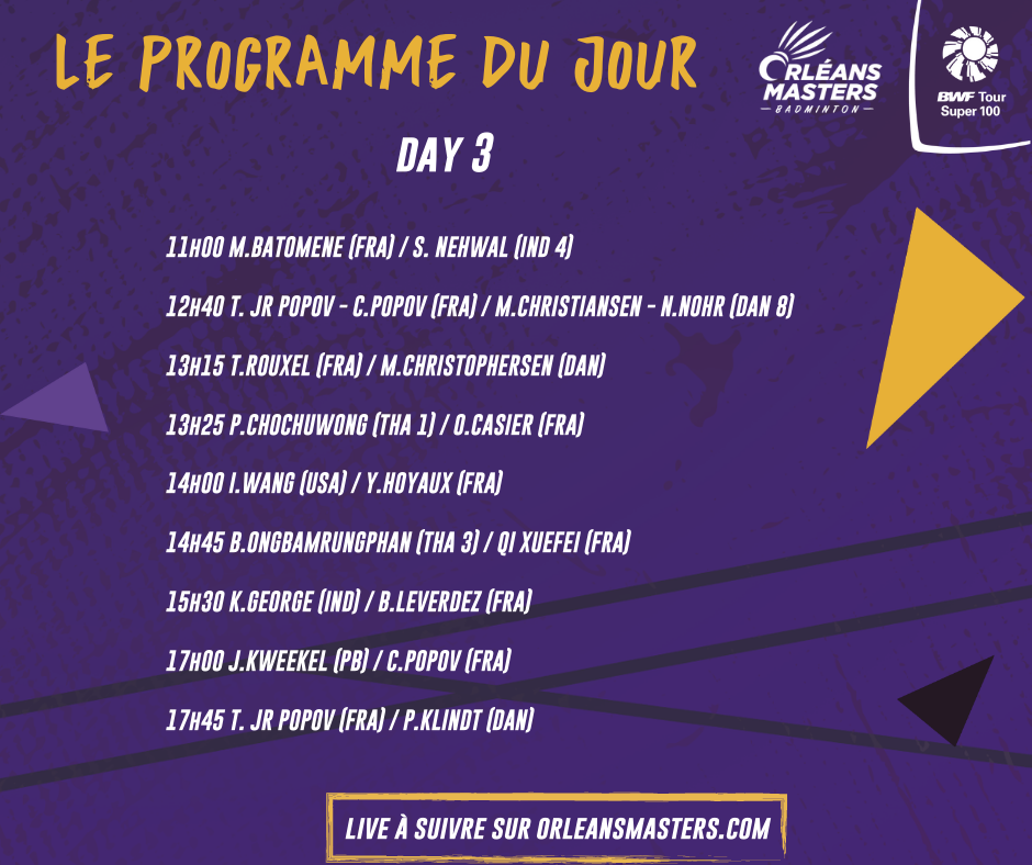 Orleans Masters 2021 : the French players on the program of the 3rd day of the competition
